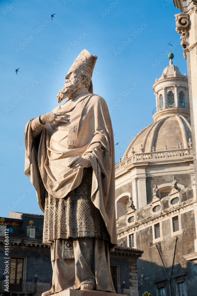 Statues outside Saint Agatha Church in Catania, Sicily