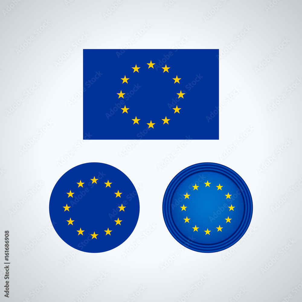 European Union trio flags, vector illustration