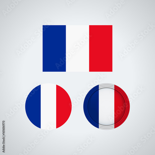 French trio flags  vector illustration