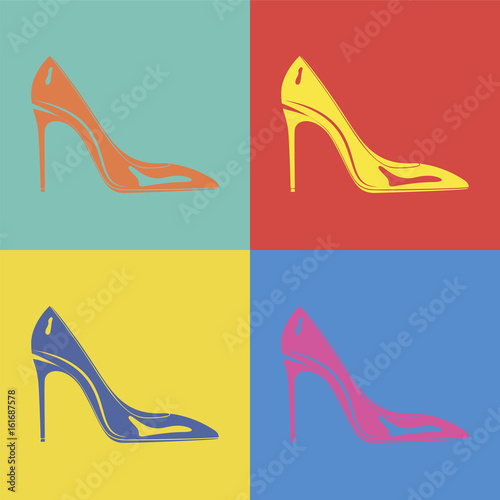 Female shoes pop art style. Vector illustration