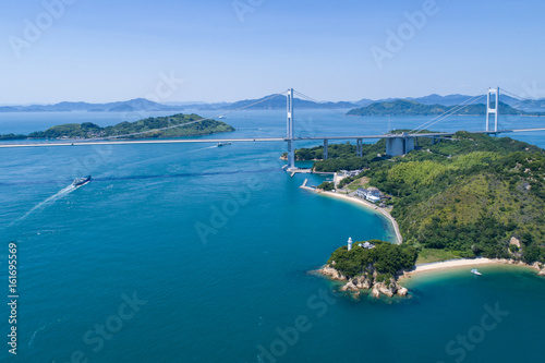 馬島と来島海峡大橋（しまなみ海道）空撮
