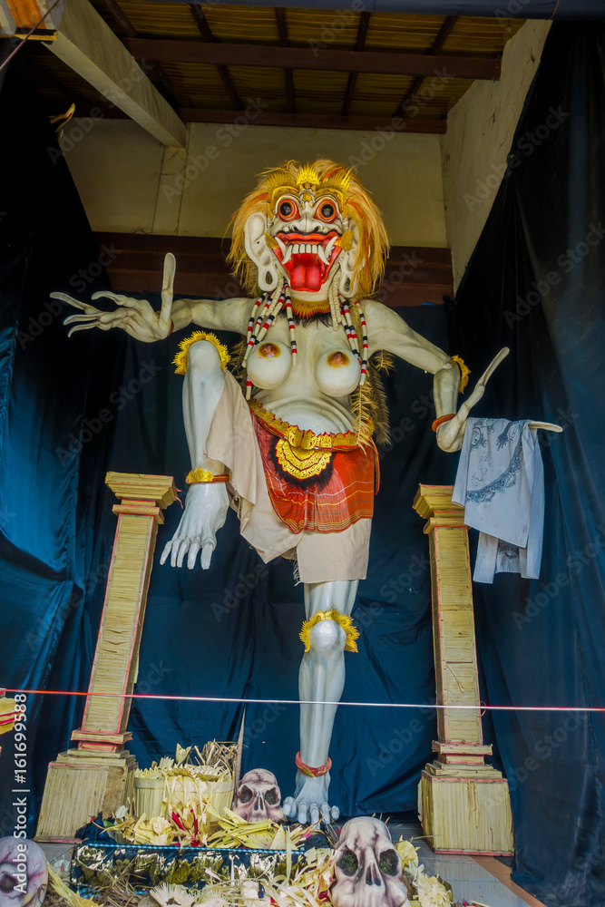 BALI, INDONESIA - MARCH 08, 2017: Impresive hand made structure, Ogoh-ogoh statue built for the Ngrupuk parade, which takes place on the even of Nyepi day in Bali, Indonesia. A Hindu holiday marked by