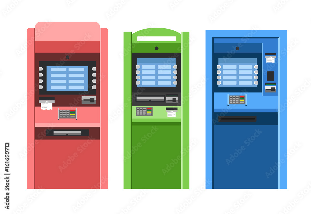 ATM machines vector set ATM machines vector set