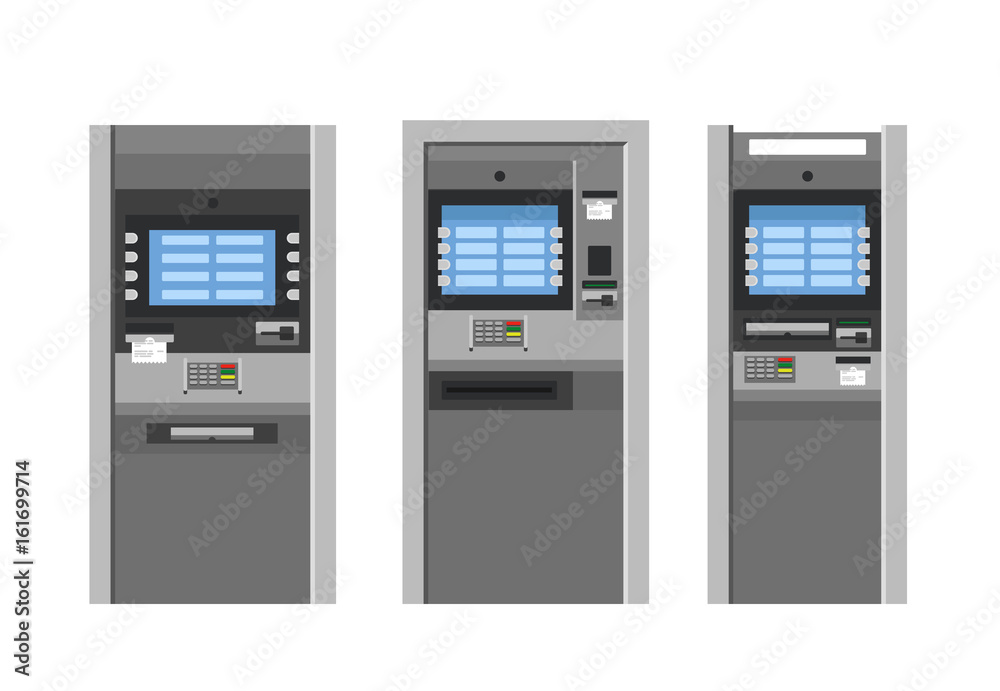 ATM machines flat style. Bank terminal. ATM machines flat style. Bank terminal.