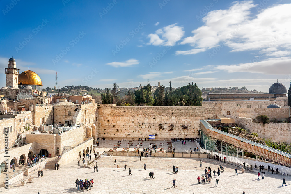 Naklejka premium Jerozolima - Ściana Płaczu i Wzgórze Świątynne
