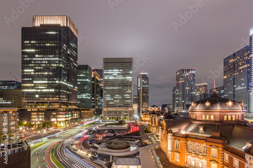 Tokyo, Japan at the Marunouchi business district and Tokyo Station. © navintar