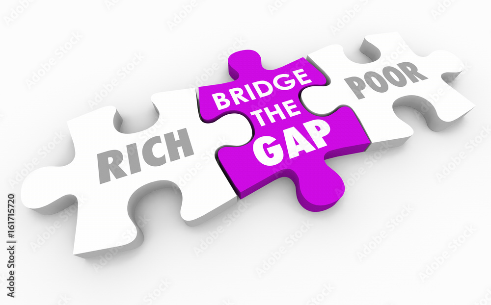 Bridge the Gap Between Rich and Poor Puzzle 3d Illustration Bridge the Gap Between Rich and Poor Puzzle 3d Illustration