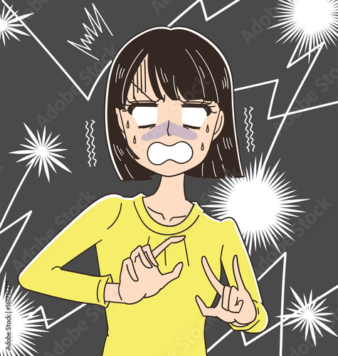驚く女性（背景付き）