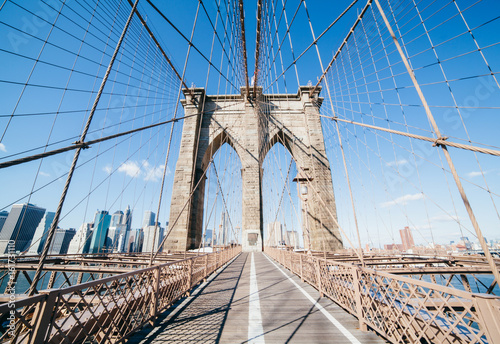 Brooklyn Bridge nyc photograph. New York City tourist landmark.