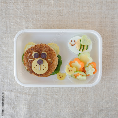 Bear and bumble bee lunch box, fun food art for kids