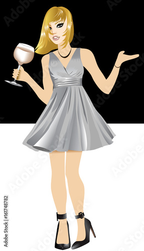 White Woman Silver Dress