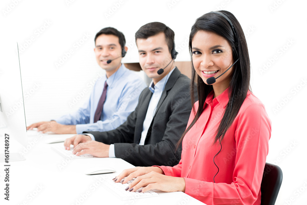 Call center (or telemarketer) staffs in the office Call center (or telemarketer) staffs in the office