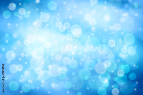 Beautiful blurry blue colored circle bokeh pattern illustration background.