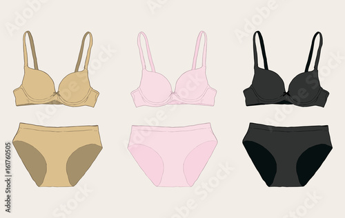 Women underwear: panties and bra. sketch vector