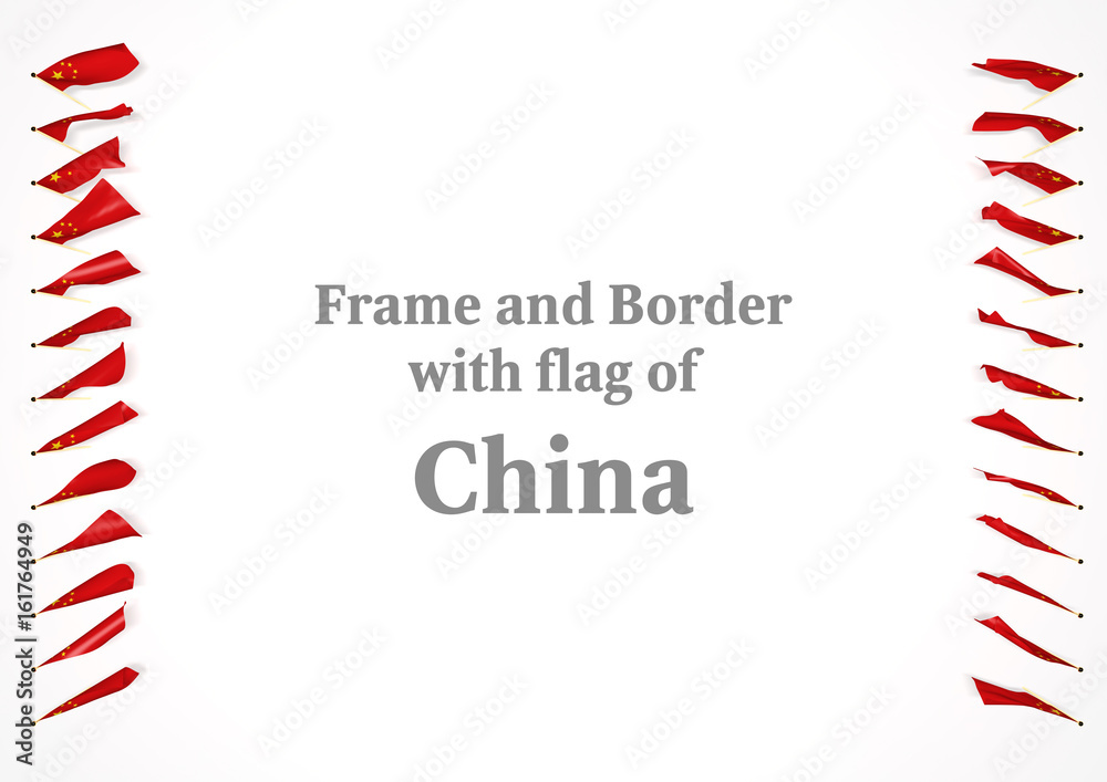 Fototapeta premium Frame and border with flag of China. 3d illustration