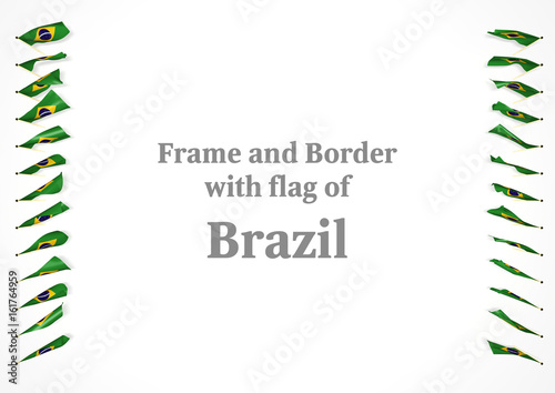 Frame and border with flag of  Brazil. 3d illustration