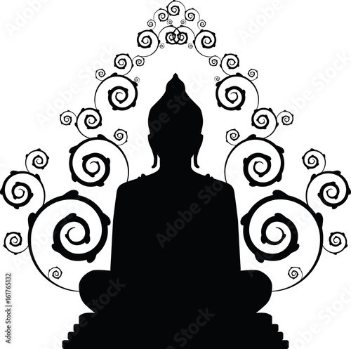 buddha statue on silhouette in vector