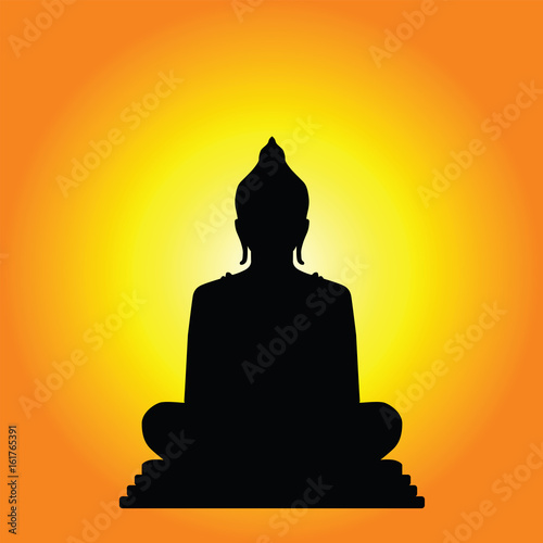 buddha statue on silhouette in vector