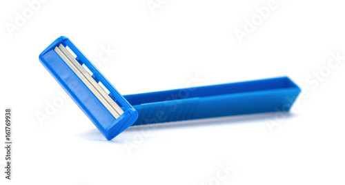 blue disposable shaver on a white background