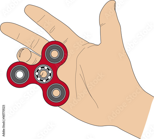 Red fidget spinner in hand