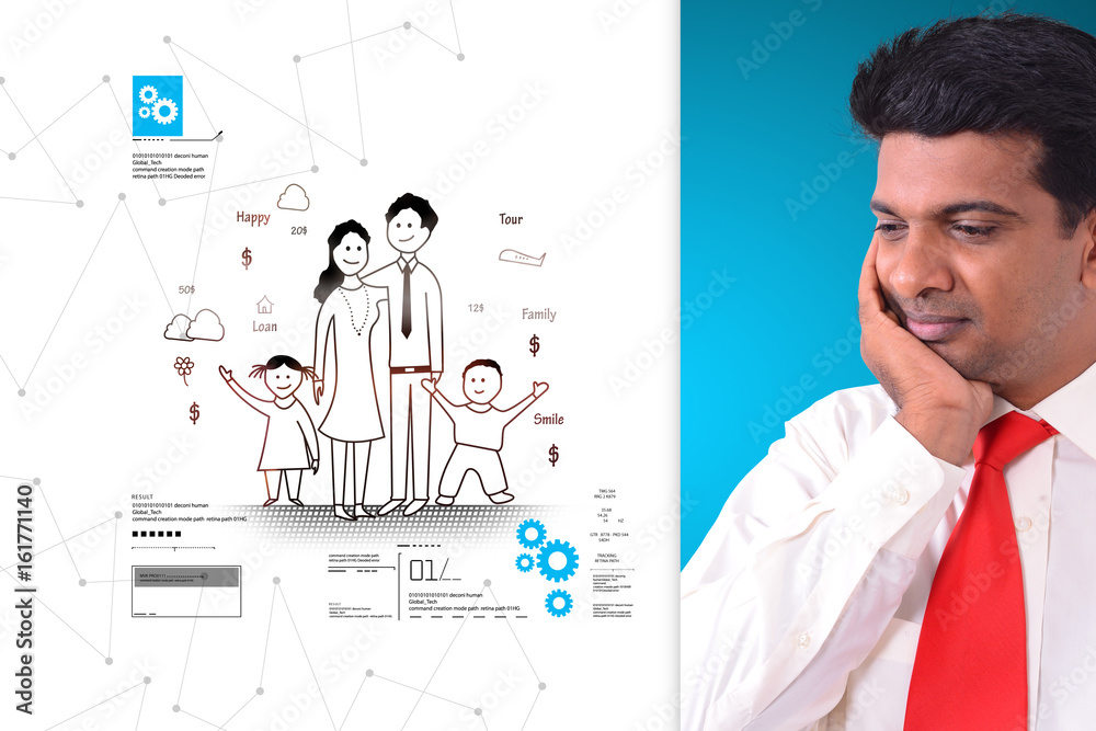 Man thinking , family planning concept Man thinking , family planning concept
