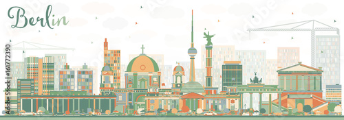 Abstract Berlin Skyline with Color Buildings.