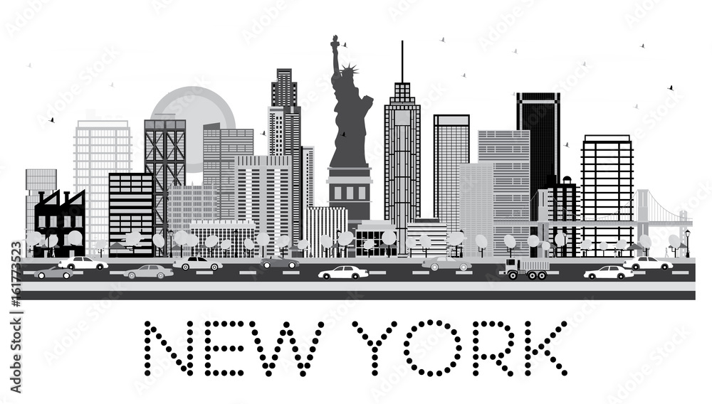 Fototapeta premium New York Skyline in Black and White Color.