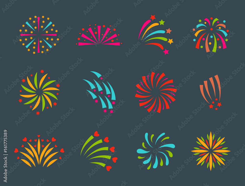 Firework vector illustration celebration holiday event night explosion light festive party