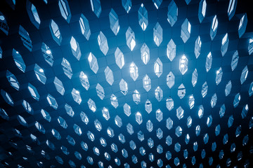 detail shot of modern architecture facade,business concepts in blue tone,shot in city of China.