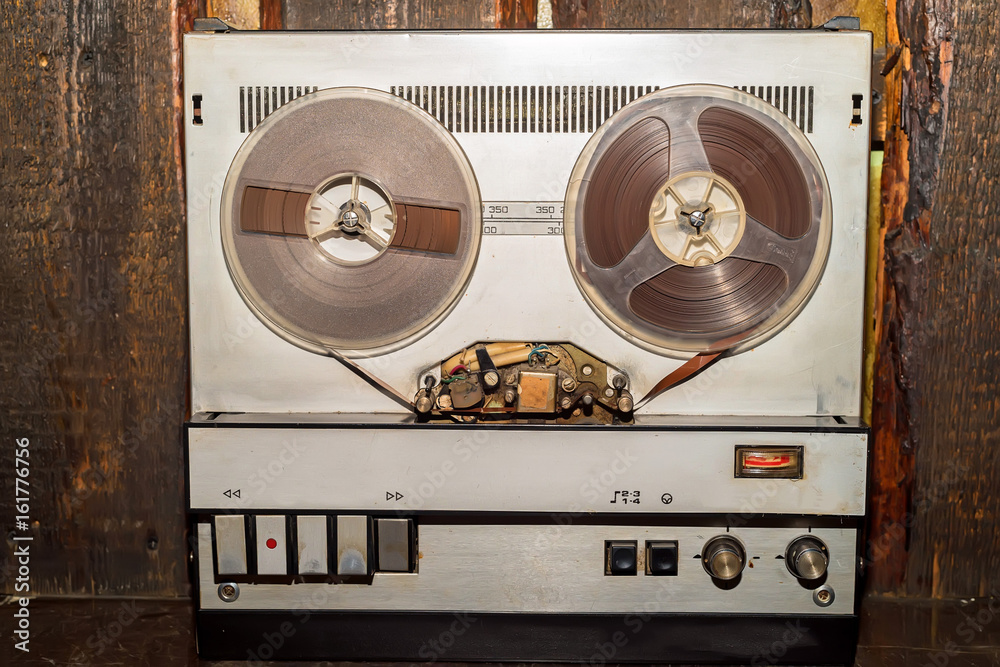Old vintage reel tape recorder Stock Photo