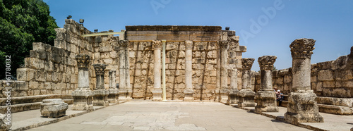 Archaeological site Capernaum, Sea of Galilee in Israel