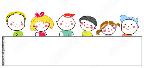 Kids and banner