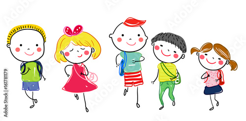 Group of sketch kids