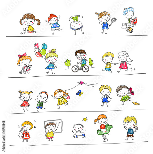Group of sketch kids