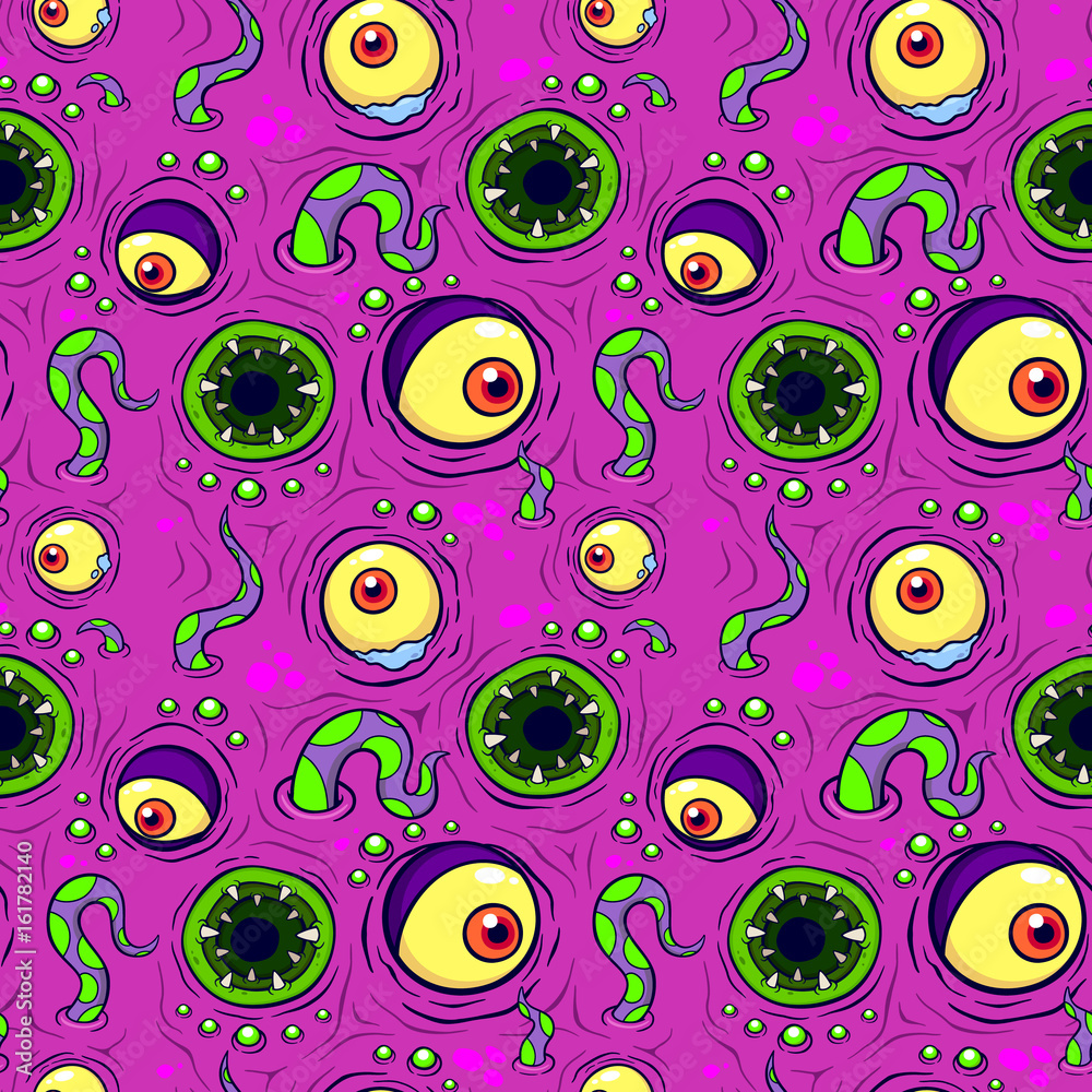 Vector illustration seamless pattern with monster