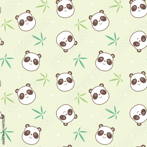 Fototapeta Naklejka Na Ścianę i Meble -  Vector illustration seamless pattern with panda face