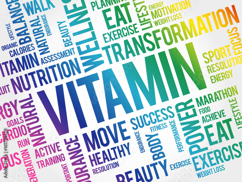 VITAMIN word cloud background, health concept