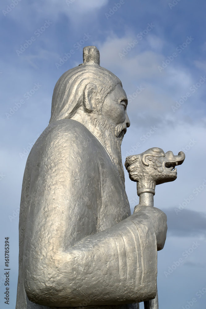Fototapeta premium ELISTA, RUSSIA. A fragment of a sculpture of the White Aged man in the Buddhist complex 