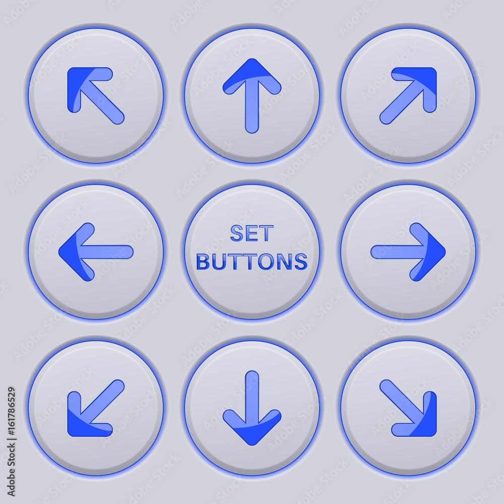Arrows key pad. Blue icons on gray buttons Arrows key pad. Blue icons on gray buttons