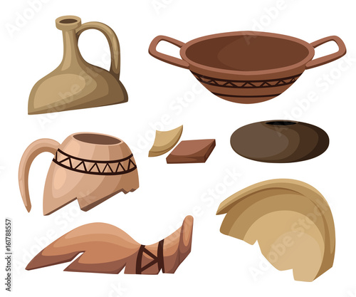 Archeology and paleontology concept archaeological excavation Web site page and mobile app design vector element. ancient history achaeologists unearth ancient artifacts vector illustration