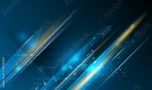 Vector illustration circuit board and 3d paper hexagons background. Hi-tech digital technology and engineering, digital telecom technology concept. Vector abstract futuristic on dark blue background