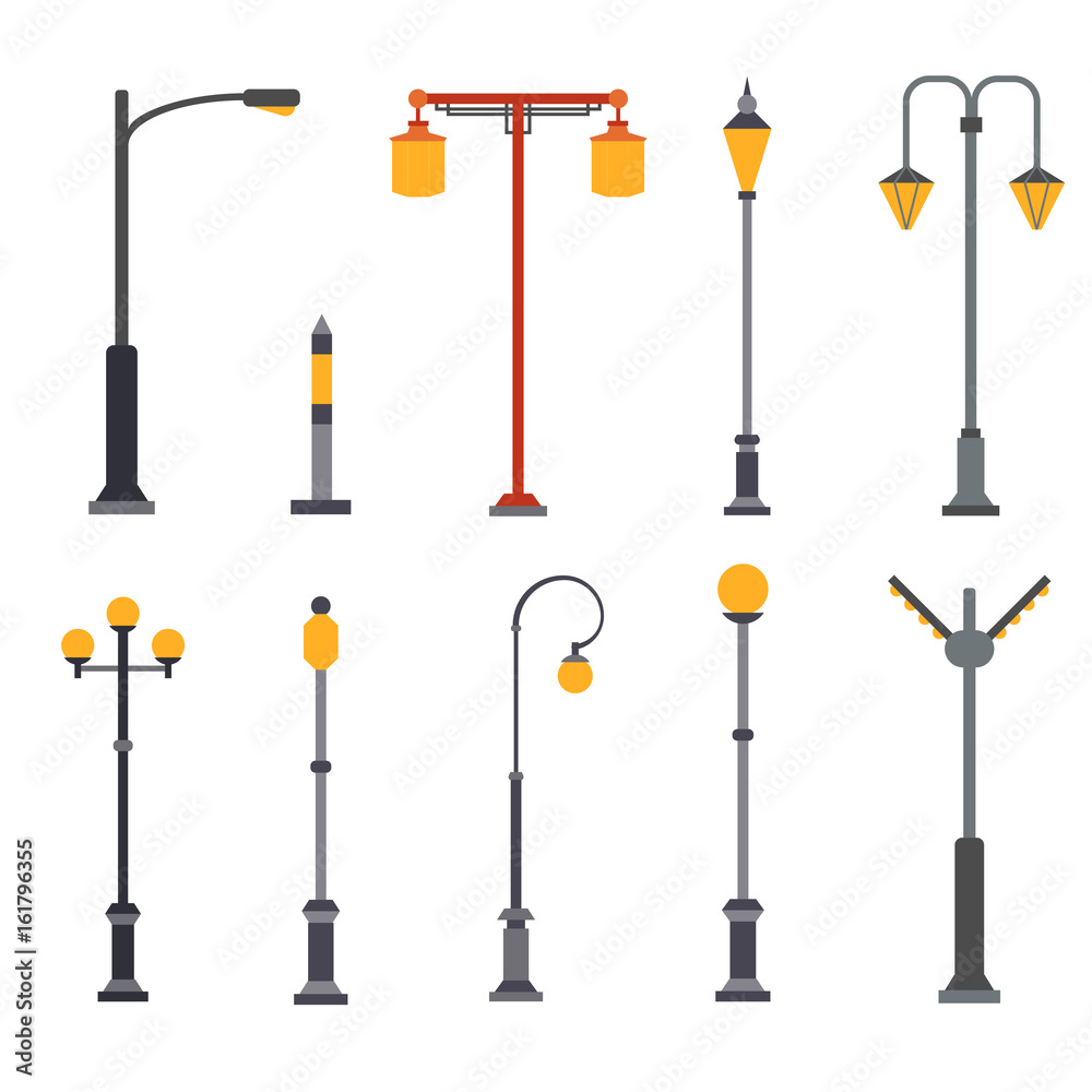 Set of flat light posts. Set of flat light posts.