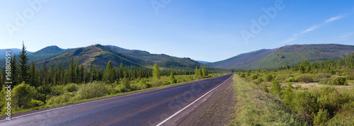 Quadro su tela The road in the mountains Western Sayan. Siberia