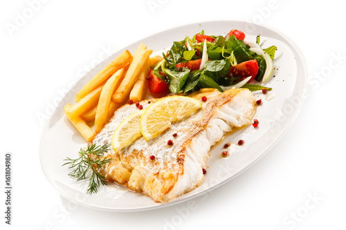     Fish dish - fried fish fillet and vegetables 