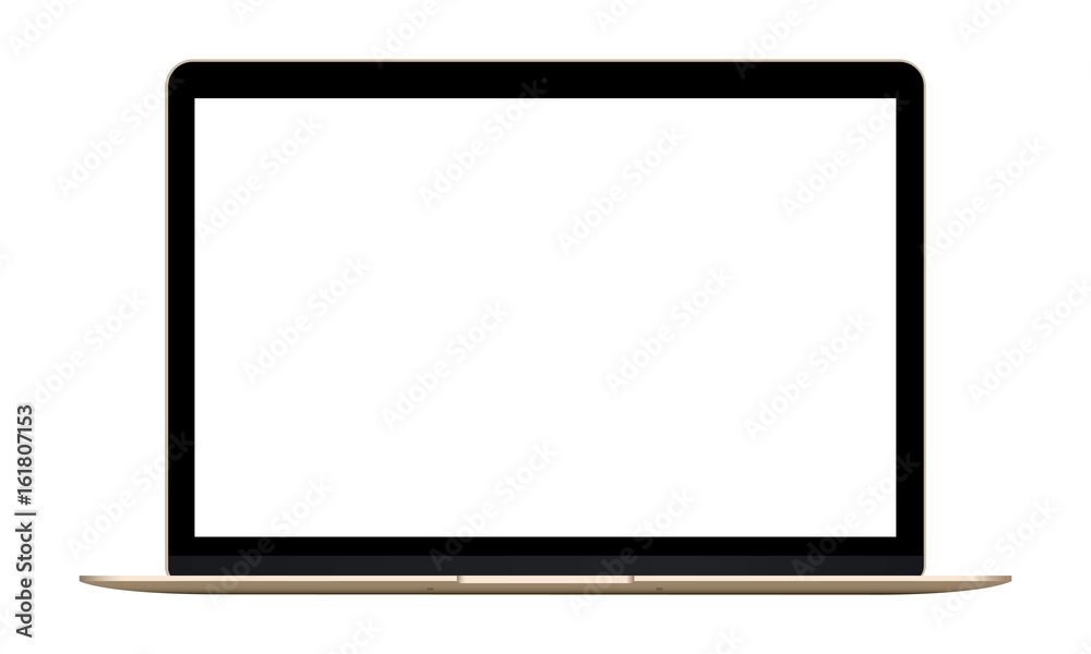 Laptop gold mockup - front view. Vector illustration Laptop gold mockup - front view. Vector illustration