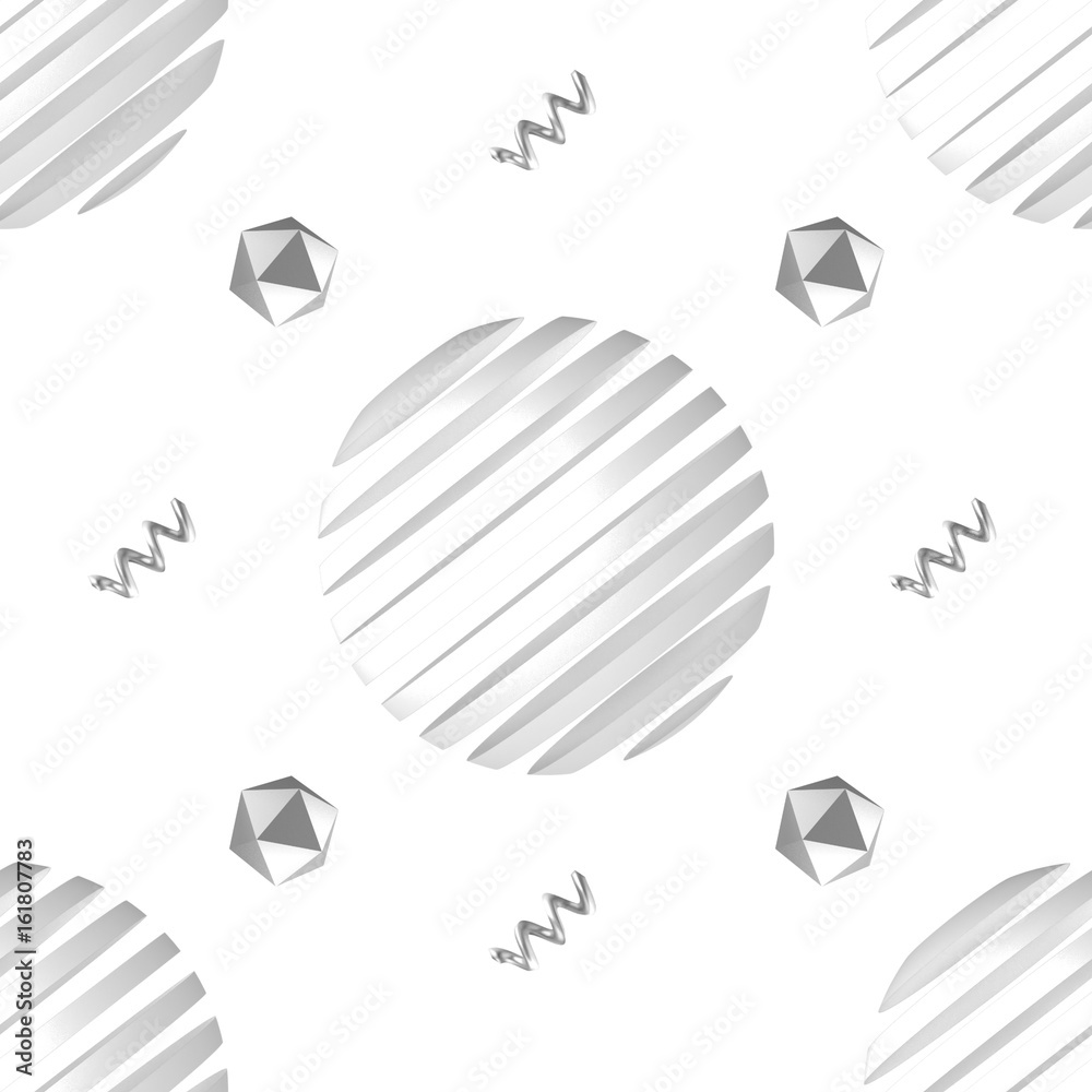 Seamless abstract shapes pattern. Black and white. 3d render picture ...