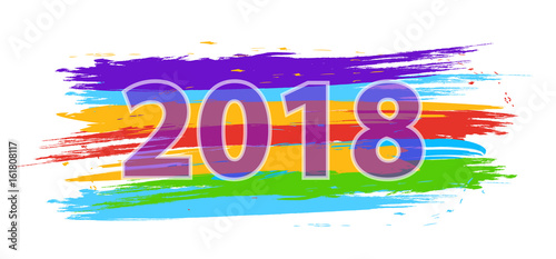 Happy New Year 2018. Dynamic colorful design elements. Vector