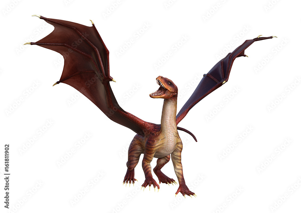 Naklejka premium 3D Rendering Fantasy Dragon on White