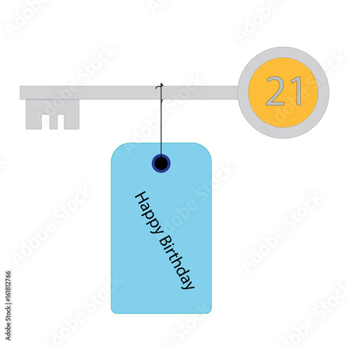 21 key to the door key with 21 written on it and a label saying happy birthday