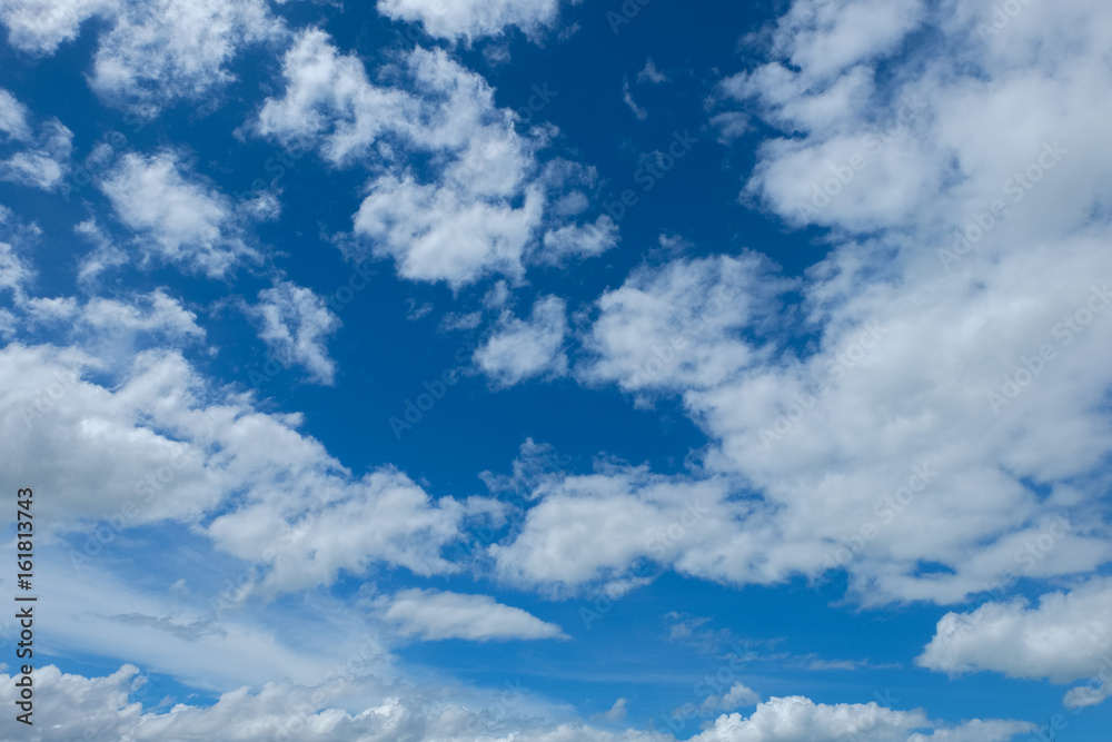 Blue sky with clouds closeup for background. Fluffy cloud in the blue sky. Blue sky with clouds closeup for background. Fluffy cloud in the blue sky.